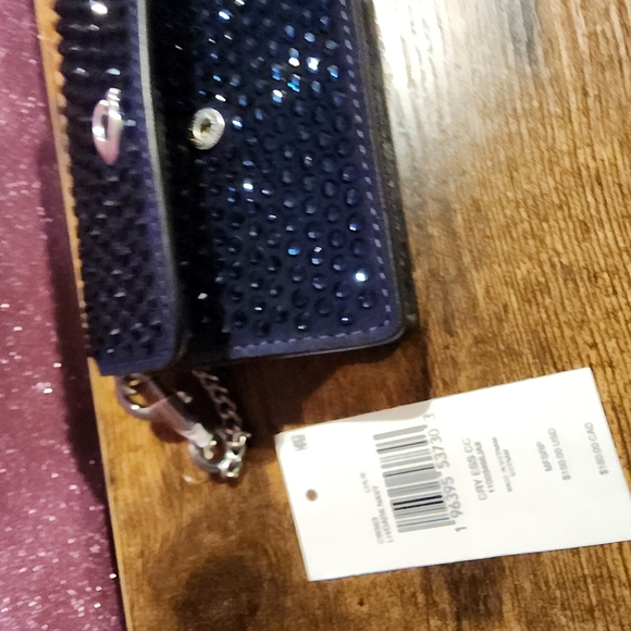 COACH BLUE MINI Essential Half Flap Card Case With Crystal - Picture 8 of 9